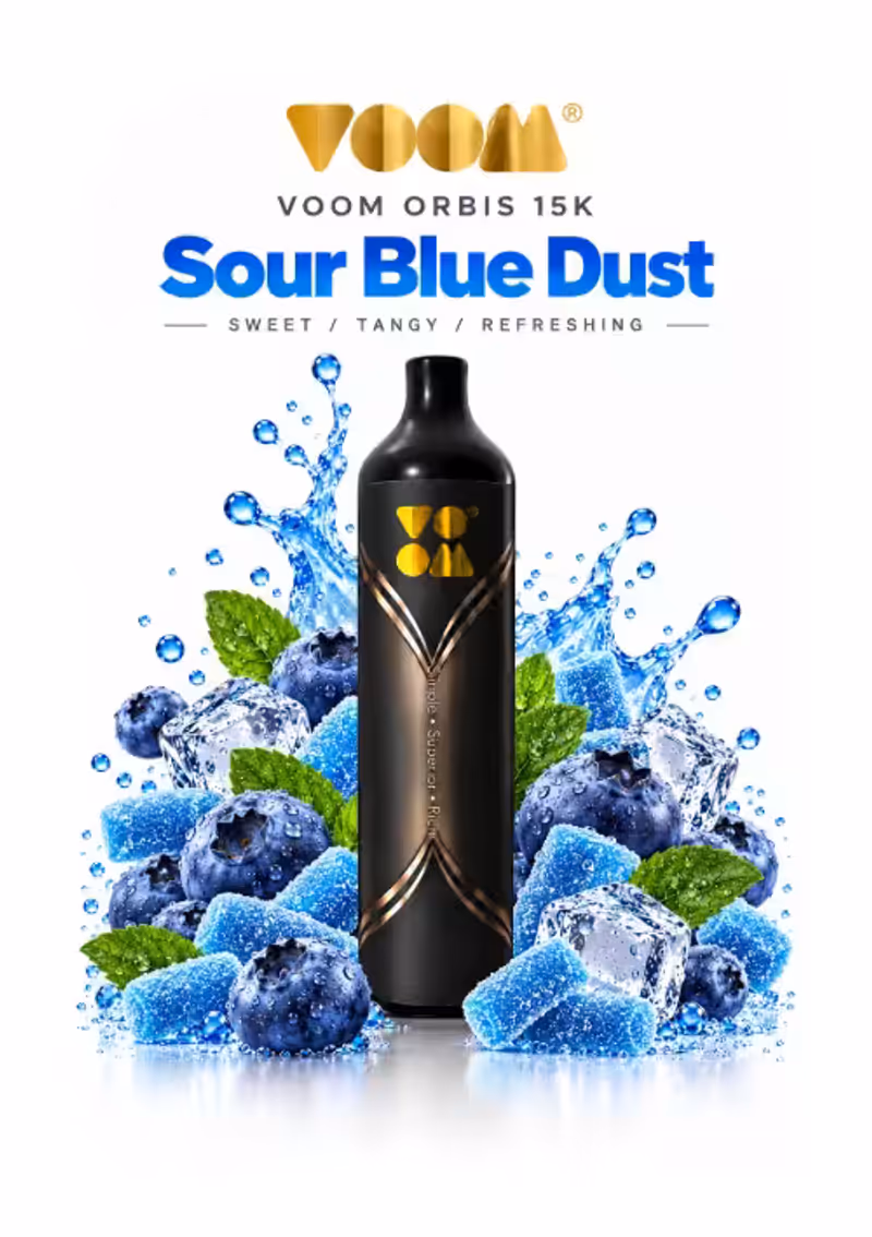 Voom Orbis 15,000 Puffs Sour Blue Dust Disposable Vape
