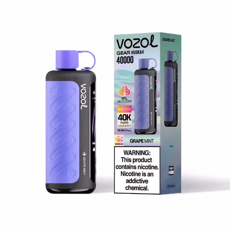 Vozol Gear Hookah 40,000 Puffs Grape Mint DTL Disposable Vape