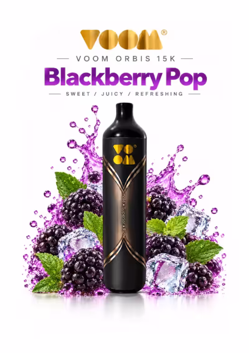 Voom Orbis 15,000 Puffs Blackberry Pop Non-Rechargeable Disposable Vape